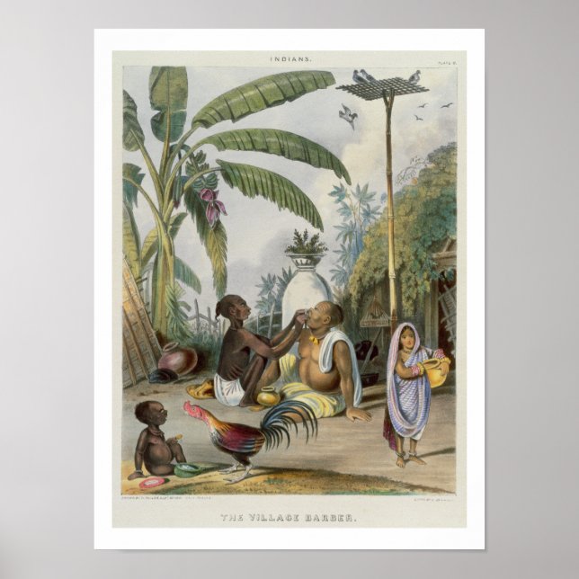 The Village Barber, plate 6 from 'Indians', engrav Poster (Front)