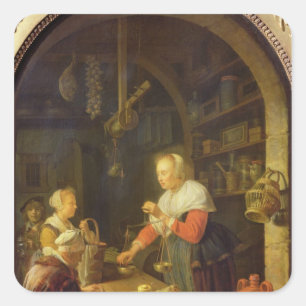 The Village Grocer, 1647 Square Sticker
