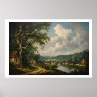 The Village Oak — English Countryside with Figures Poster