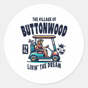 The Village Of Buttonwood Golf Cart Design Classic Round Sticker