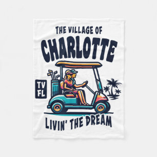 The Village Of Charlotte Golf Cart Design Fleece Blanket
