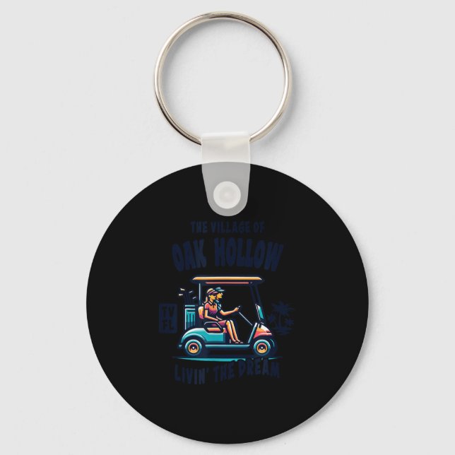 The Village Of Oak Hollow Golf Cart Design  Key Ring (Front)