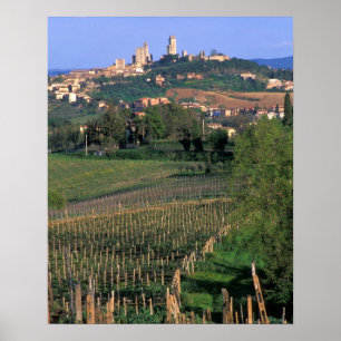 The village of San Gimignano sits in the rolling Poster