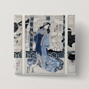 The village of Yatsuhashi at Okasaki 15 Cm Square Badge