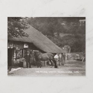 The village smithy sepia postcard