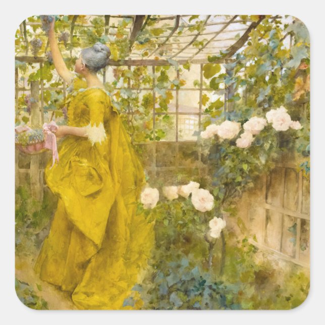 The Vine, 1884 by Carl Larsson Square Sticker (Front)