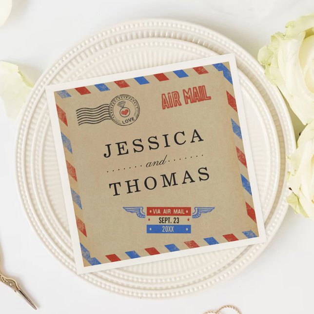 The Vintage Airmail Wedding Collection Napkin (Creator Uploaded)