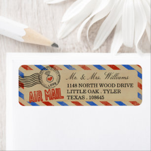 The Vintage Airmail Wedding Collection Return Address Label