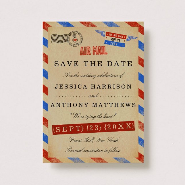 The Vintage Airmail Wedding Collection Save The Date (Creator Uploaded)
