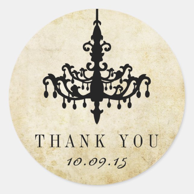 The Vintage Chandelier Wedding Collection Classic Round Sticker (Front)