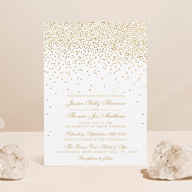 The Vintage Glam Gold Confetti Wedding Collection Invitation (Creator Uploaded)