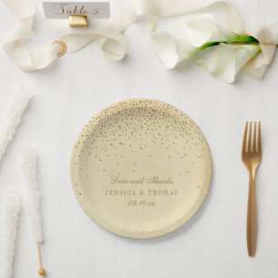 The Vintage Glam Gold Confetti Wedding Collection Paper Plate