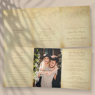 The Vintage Glam Gold Confetti Wedding Collection Tri-Fold Programme