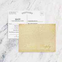 The Vintage Glam Gold Confetti Wedding RSVP Real