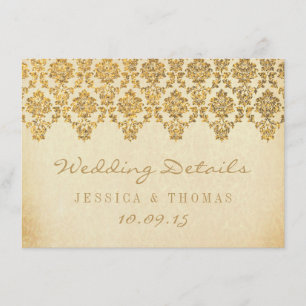The Vintage Glam Gold Damask Wedding Collection Enclosure Card