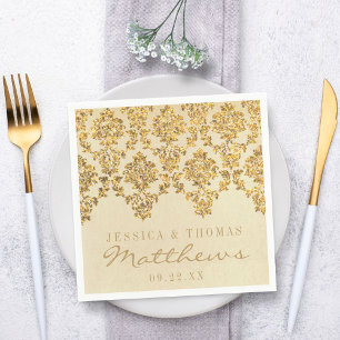 The Vintage Glam Gold Damask Wedding Collection Napkin