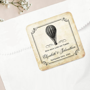 The Vintage Hot Air Balloon Wedding Collection Square Sticker