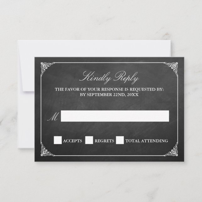 The Vintage Marriage Chalkboard Wedding Collection RSVP Card (Front)