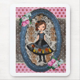 The Violet Paper Doll: A Tale of Plum & Petals Mouse Pad