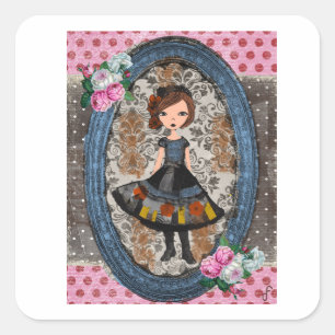 The Violet Paper Doll: A Tale of Plum & Petals Square Sticker