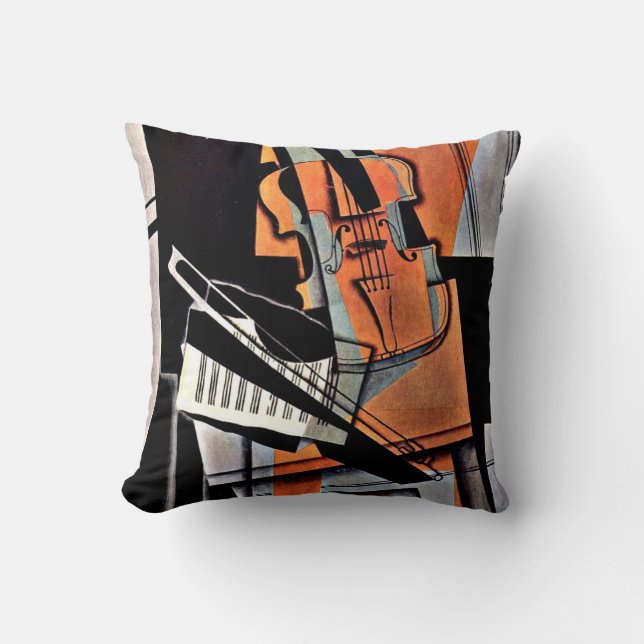 The Violin - Abstract Painting by William Harnett Cushion (Front)