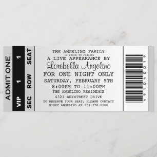 The VIP Ticket Birthday Invitation (White)