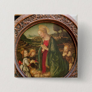 The Virgin Adoring the Christ Child 15 Cm Square Badge