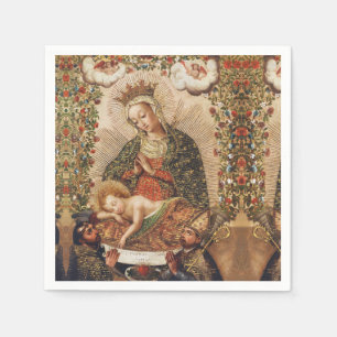 The Virgin Adoring the Christ Child at Christmas Napkin