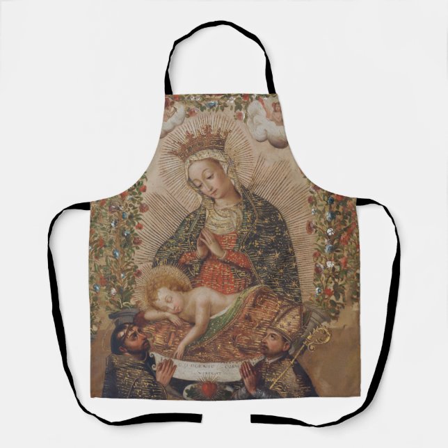 The Virgin Adoring the Christ Child Christmas Apron (Front)