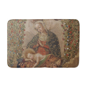 The Virgin Adoring the Christ Child Christmas Bath Mat