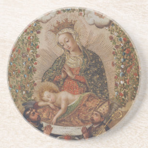 The Virgin Adoring the Christ Child Christmas Coaster