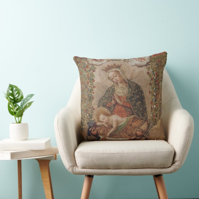 The Virgin Adoring the Christ Child Christmas Cushion (Chair)