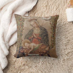 The Virgin Adoring the Christ Child Christmas Cushion