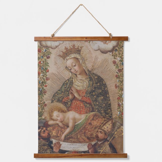The Virgin Adoring the Christ Child Christmas Hanging Tapestry (Front)