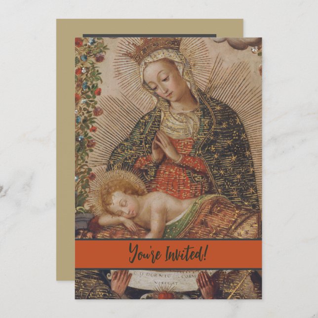 The Virgin Adoring the Christ Child Christmas Invitation (Front/Back)