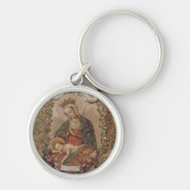 The Virgin Adoring the Christ Child Christmas Key Ring (Front)