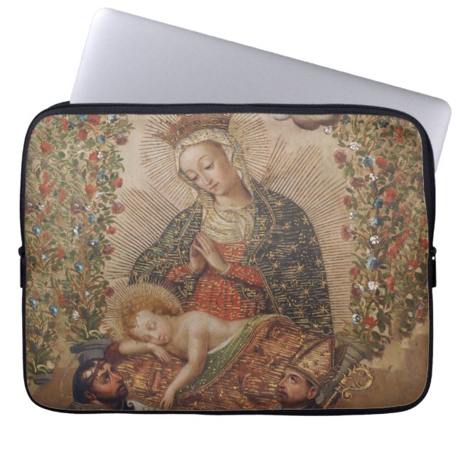 The Virgin Adoring the Christ Child Christmas Laptop Sleeve (Front)