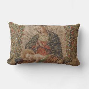 The Virgin Adoring the Christ Child Christmas Lumbar Cushion