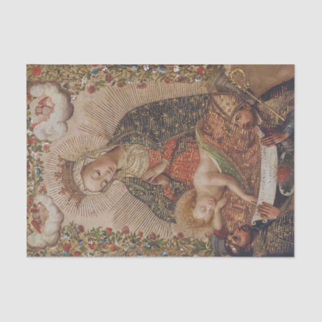 The Virgin Adoring the Christ Child Christmas Tissue Paper (Front)