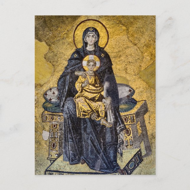 The Virgin and Child Byzantine Mosaic Icon Postcard (Front)