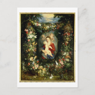 The Virgin and child in a garland of fruit and flo Postcard