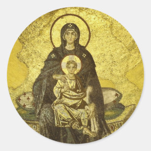 The Virgin and Child Mosaic from the Hagia Sophia Classic Round Sticker