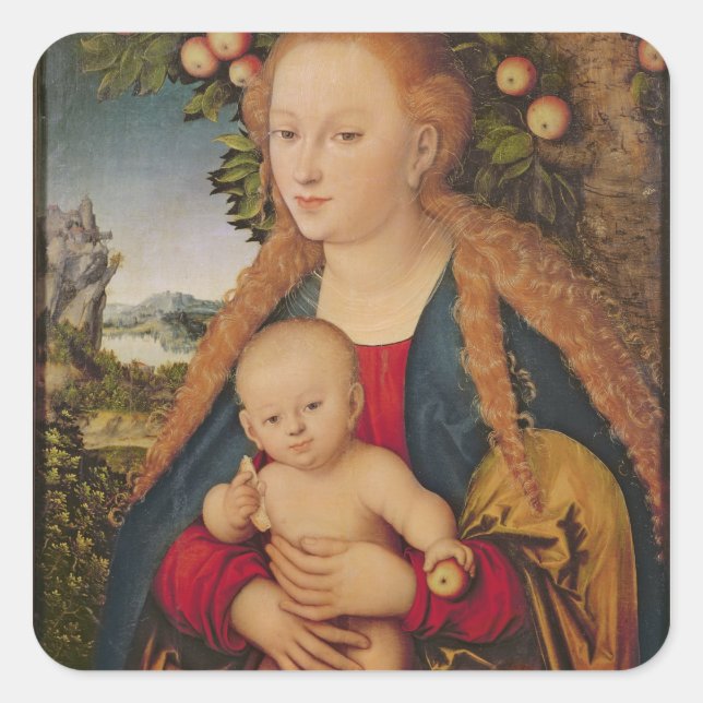 The Virgin and Child under an Apple Tree Square Sticker (Front)