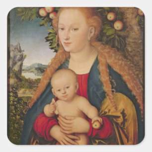The Virgin and Child under an Apple Tree Square Sticker