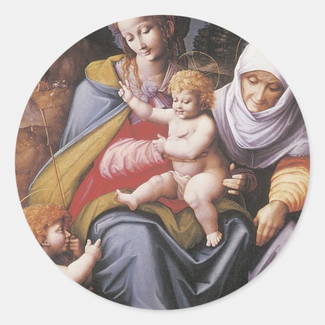 The Virgin and Child with St Elizabeth Classic Round Sticker (Front)
