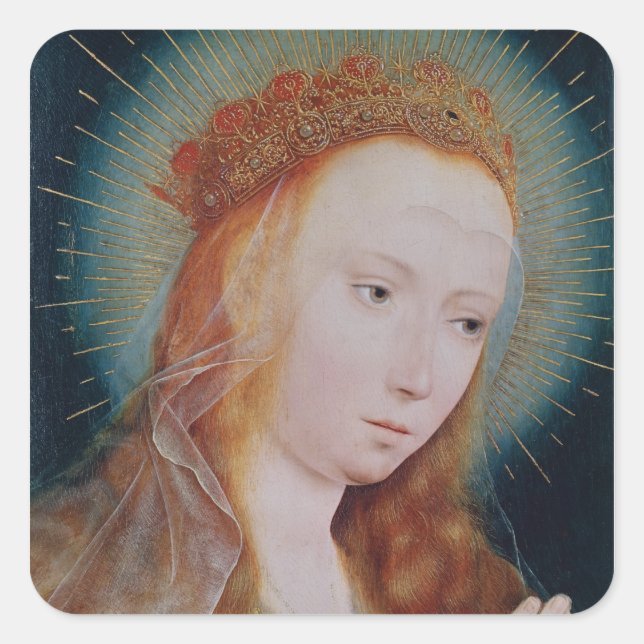 The Virgin at Prayer Square Sticker (Front)