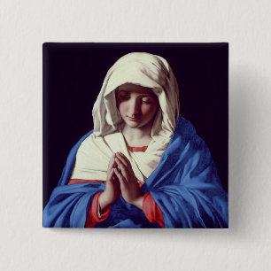The Virgin in Prayer, 1640-50 (oil on canvas) 15 Cm Square Badge