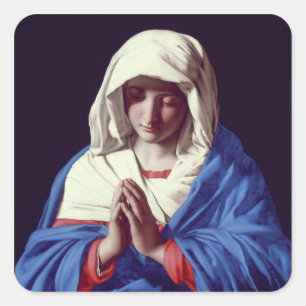 The Virgin in Prayer, 1640-50 (oil on canvas) Square Sticker