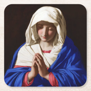 The Virgin in Prayer, Sassoferrato Square Paper Coaster