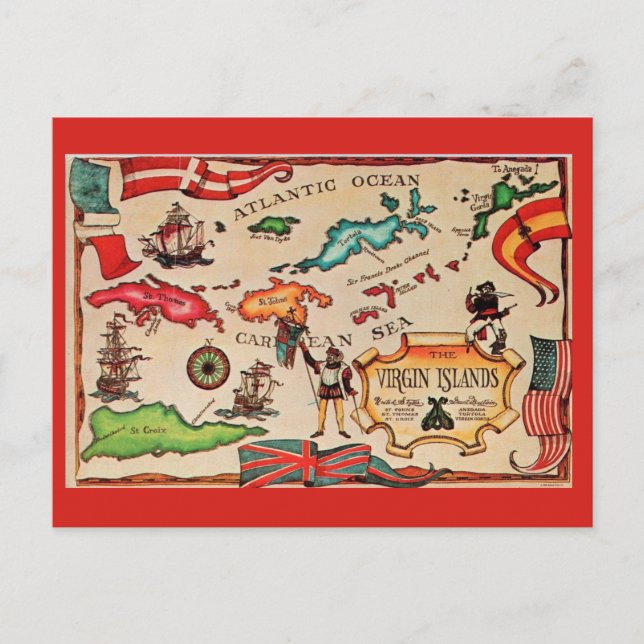 The Virgin Islands Map Postcard (Front)
